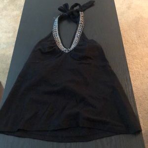 Black Halter top with Silver Embellishments